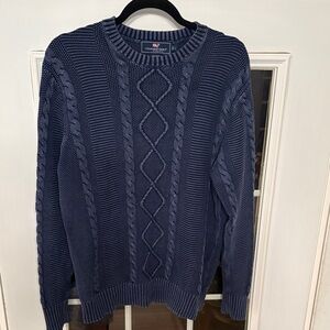 Vineyard Vines Distressed Blue Cable Knit Crewneck Sweater. Excellent Condition.